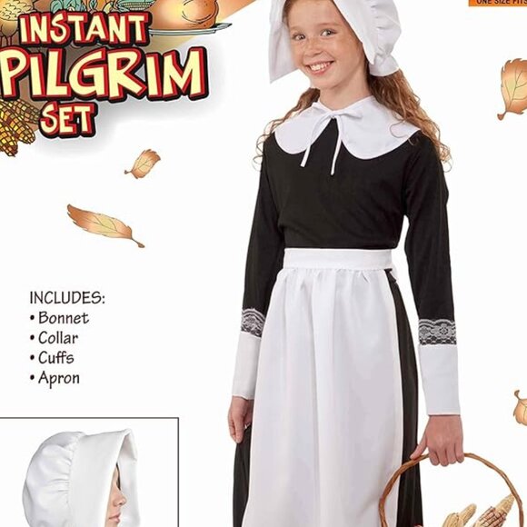 FORUM NOVELTIES 5PC PILGRIM GIRL COSTUME OSFA - Picture 1 of 3